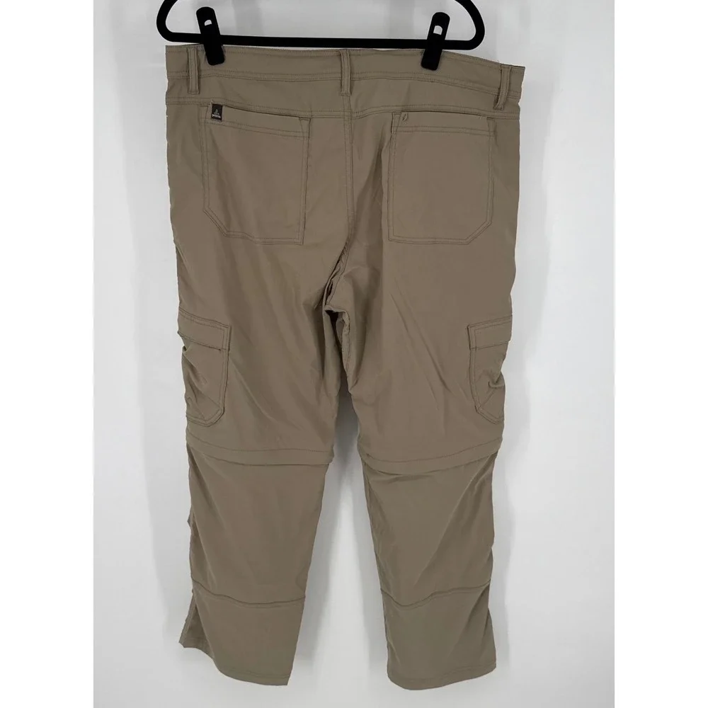 prAna Stretch Zion Convertible Cargo Pants Mens 38x30 Tan Convertible Hiking